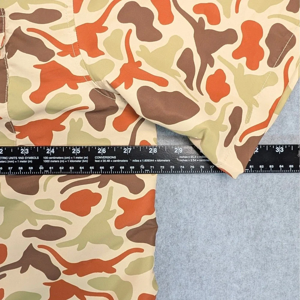 Amigo Provisions Co Mens XXL Camo Texas Longhorn Short Sleeve Fishing Shirt Camo
